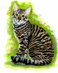 a gouache painting of a sitting Toyger