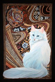 Fine cat art white Turkish Angora